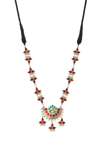 Red German Silver Gold Plated Necklace